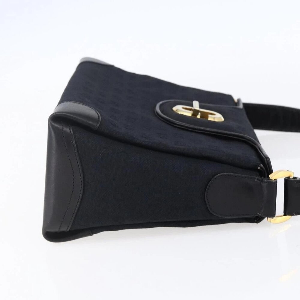 GUCCI GG Canvas Shoulder Bag Black Gold Auth 147856 - Picture 6 of 15